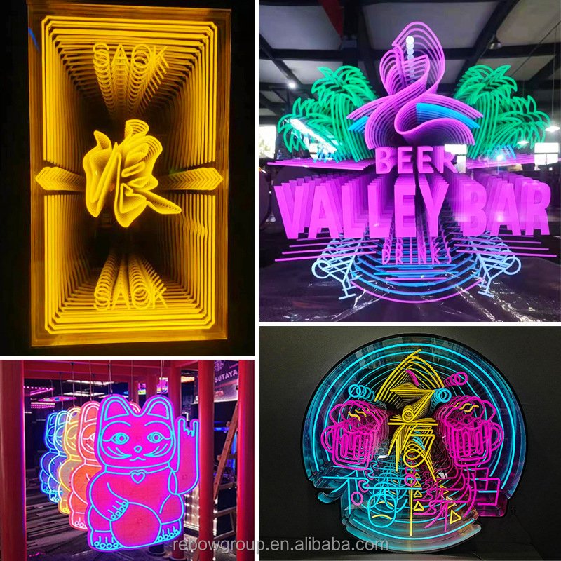 Fast Delivery Customized Led Mini Letters Customized Infinite Abyss Mirror Neon Light Sign Acrylic Mirror